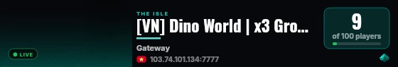 [VN] Dino World | x3 Grow | Low Ping live status badge