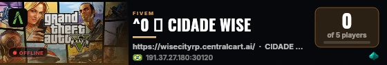 ^0 🔨 CIDADE WISE live status badge
