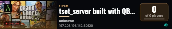 tset_server built with QBCore Framework by JericoFx & Kakarot & Hamy! live status badge