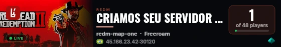 CRIAMOS SEU SERVIDOR REDM live status badge