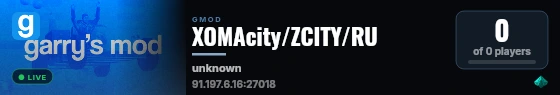 XOMAcity/ZCITY/RU live status badge
