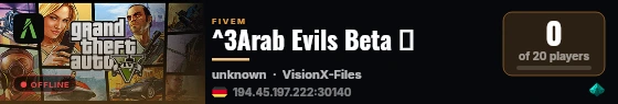 ^3Arab Evils Beta ✦ live status badge