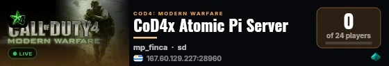 CoD4x Atomic Pi Server live status badge