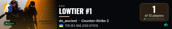 LOWTIER #1 live status badge