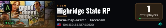 Highridge State RP live status badge