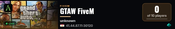 GTAW FiveM Local Dev Server live status badge