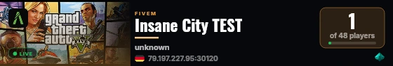 Insane City TEST live status badge