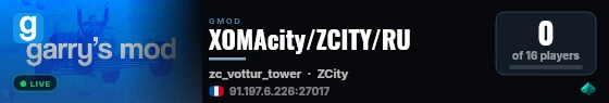 XOMAcity/ZCITY/RU live status badge