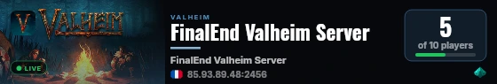 FinalEnd Valheim Server live status badge