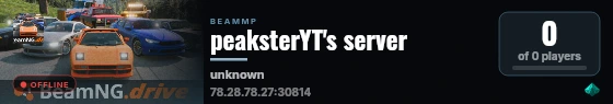 peaksterYT's server live status badge