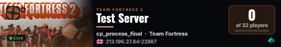 Test Server live status badge