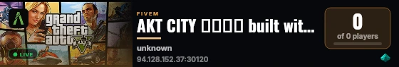 AKT CITY 𝖣𝗈𝗁𝖺 built with FiveM Basic Server! live status badge