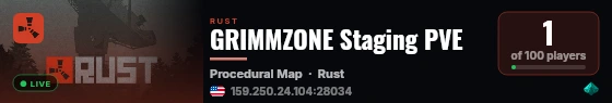 GRIMMZONE Staging PVE live status badge