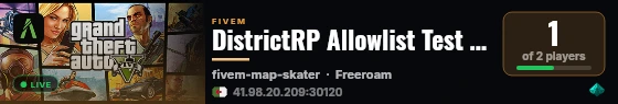 DistrictRP Allowlist Test Server live status badge