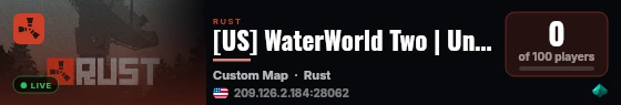 [US] WaterWorld Two | UniqueRust.com live status badge