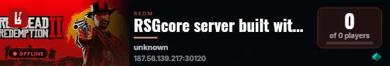 RSGcore server built with RedM Basic Server! live status badge