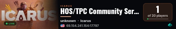HOS/TPC Community Servers New Frontiers live status badge