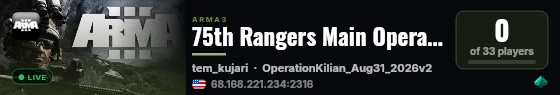75th Rangers Main Operations Server live status badge