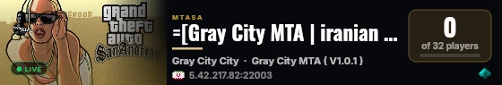=[Gray City MTA | iranian rp Server]=(Beta) live status badge