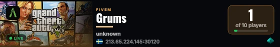 Grums live status badge