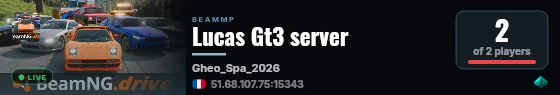 Lucas Gt3 server live status badge