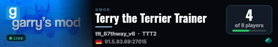 Terry the Terrier Trainer live status badge