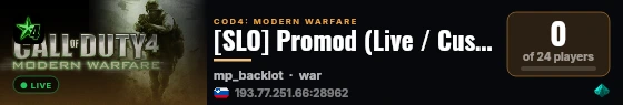 [SLO] Promod (Live / Custom) & SD Tactical Arena live status badge