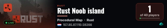 Rust Noob island live status badge