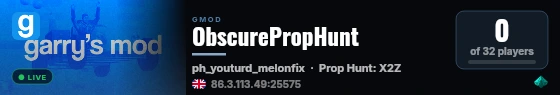 ObscurePropHunt live status badge