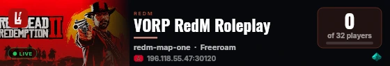 VORP RedM Roleplay live status badge