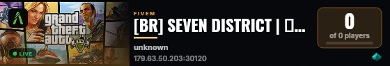 [BR] SEVEN DISTRICT | 🌟 [CLICK AQUI] 🌟 | ABERTURA HOJE 🌈 | 🚗 CARROS BRASILEIROS 🚗 | 💯 PINGBR +200 FPS  💯 live status badge