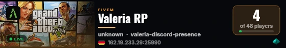 Valeria RP live status badge