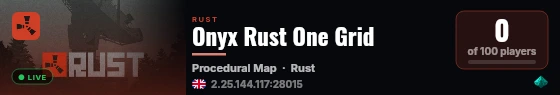 Onyx Rust One Grid live status badge