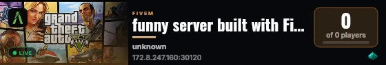 funny server built with FiveM Basic Server! live status badge