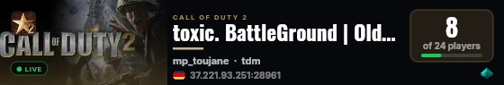 toxic. BattleGround | Oldschool TDM | Toujane-Burgundy-Carentan-Moscow live status badge