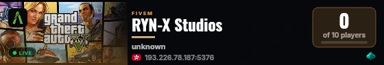 RYN-X Studios live status badge