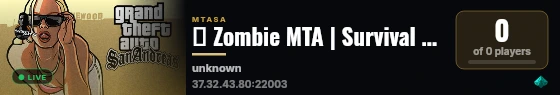 ☣ Zombie MTA | Survival PvP — DayZ × Rust live status badge