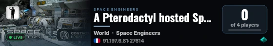 A Pterodactyl hosted Space Engineer Server live status badge