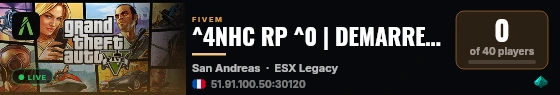^4NHC RP ^0 | DEMARRE TA NOUVELLE VIE | BONUS DE BIENVENUE | ECONOMIE REALISTE | Orga/Gangs live status badge