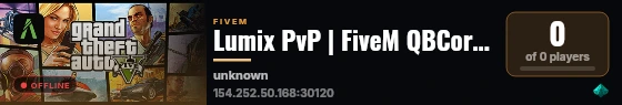Lumix PvP | FiveM QBCore Server live status badge