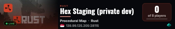 Hex Staging (private dev) live status badge