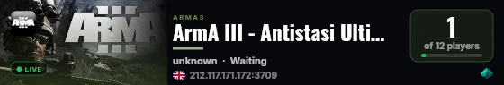 ArmA III - Antistasi Ultimate | Star Wars live status badge