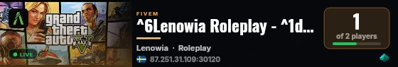 ^6Lenowia Roleplay - ^1discord.gg/lenowia live status badge