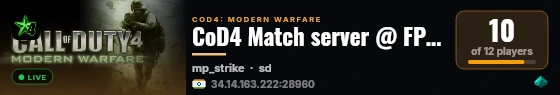 CoD4 Match server @ FPSChallenge.eu live status badge