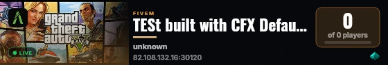 TESt built with CFX Default FiveM! live status badge