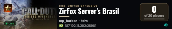 ZirFox Server's Brasil live status badge