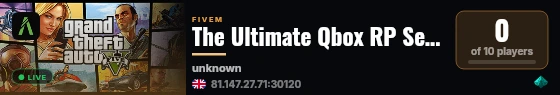 The Ultimate Qbox RP Server V1.6.5 live status badge