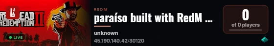 paraíso built with RedM Basic Server! live status badge