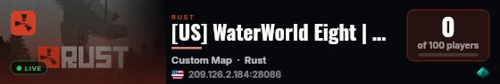 [US] WaterWorld Eight | UniqueRust.com live status badge