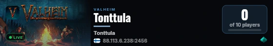 Tonttula live status badge